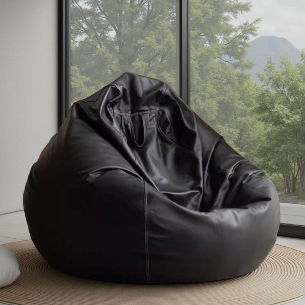 Black Leathaire Bean Bag