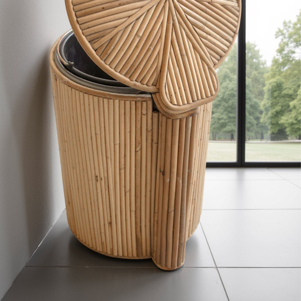 Rattan Trash Can with Lid