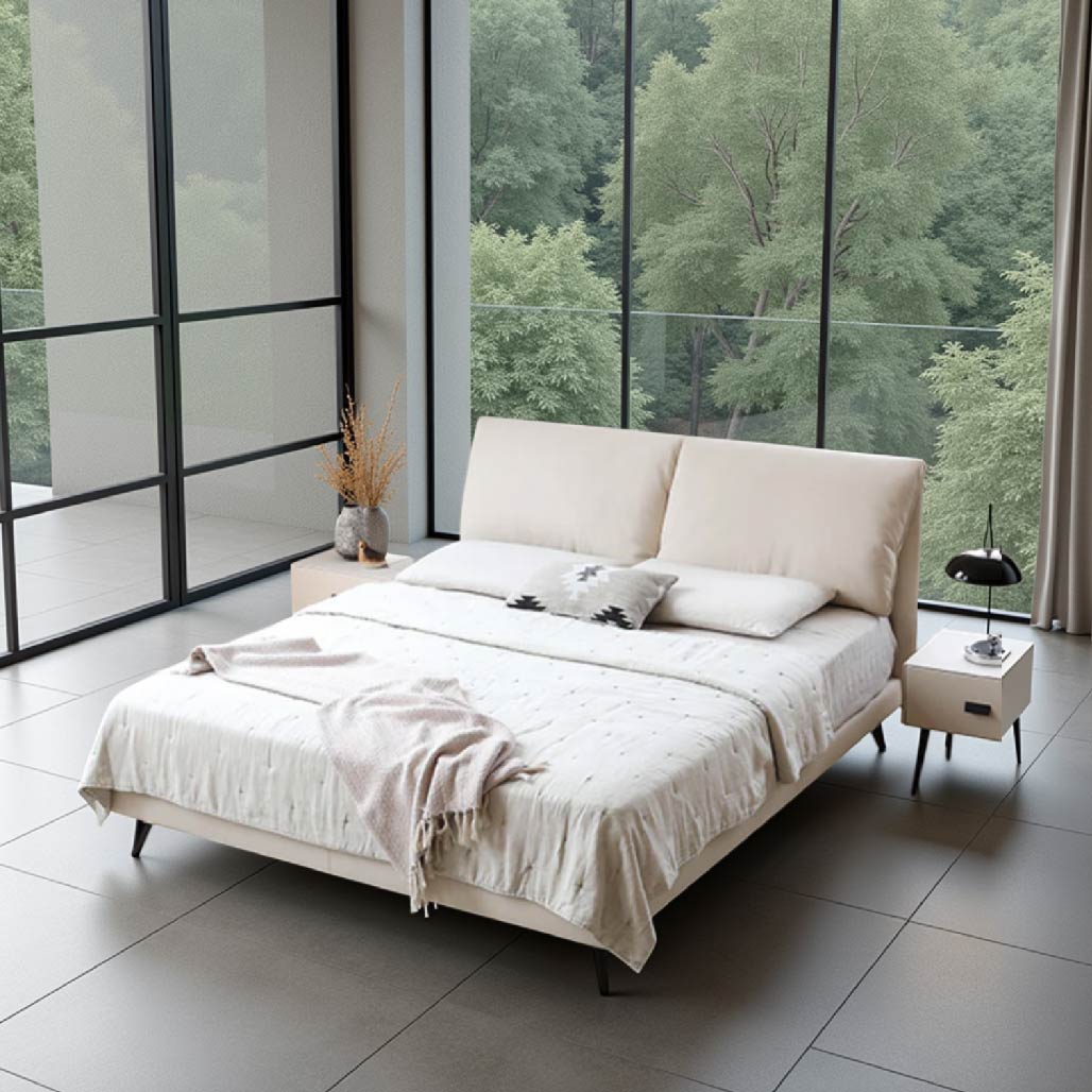 Elin Italian Leather Modern Bed
