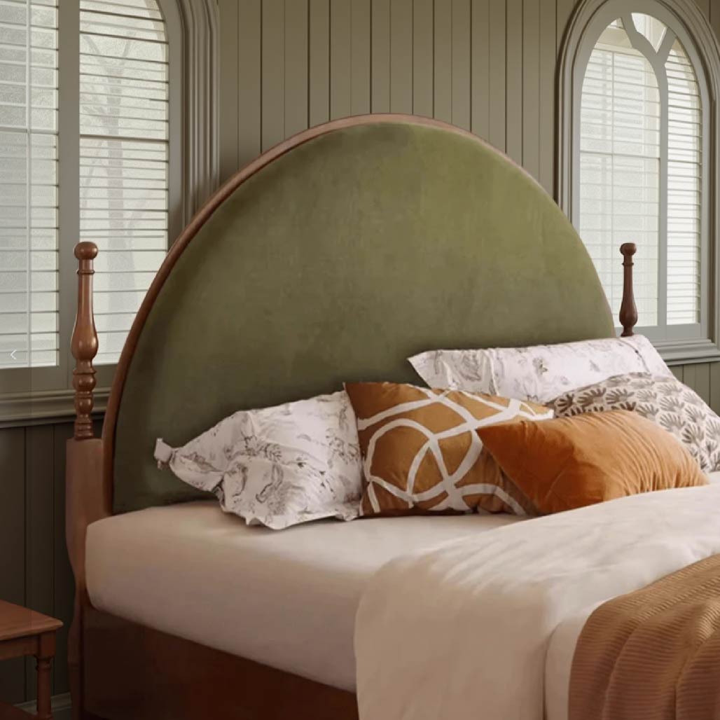 French Mid-Century Style Solid Wood Bed