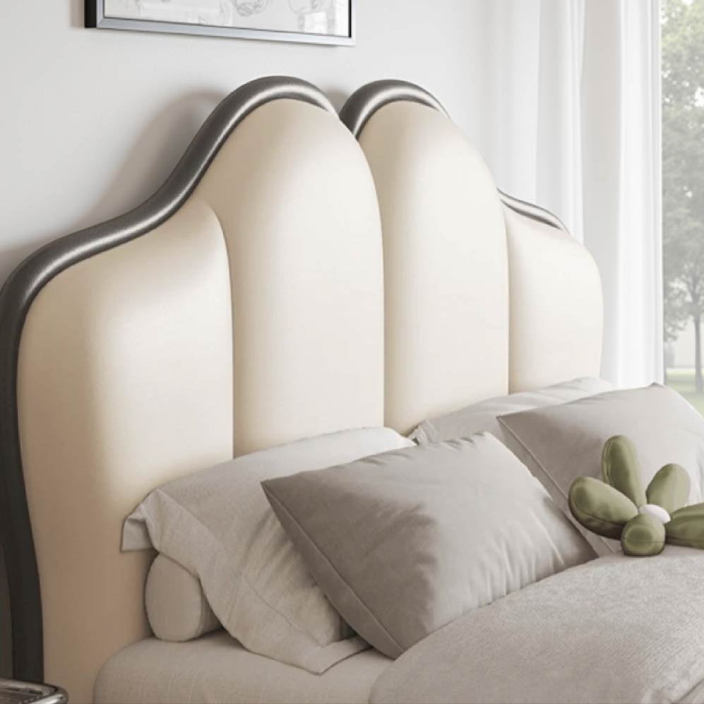 French Style Cream Leather Bed