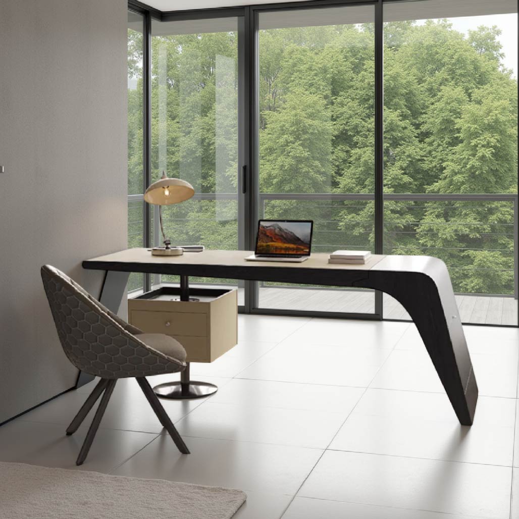 Solid Wood Saddle Leather Desk