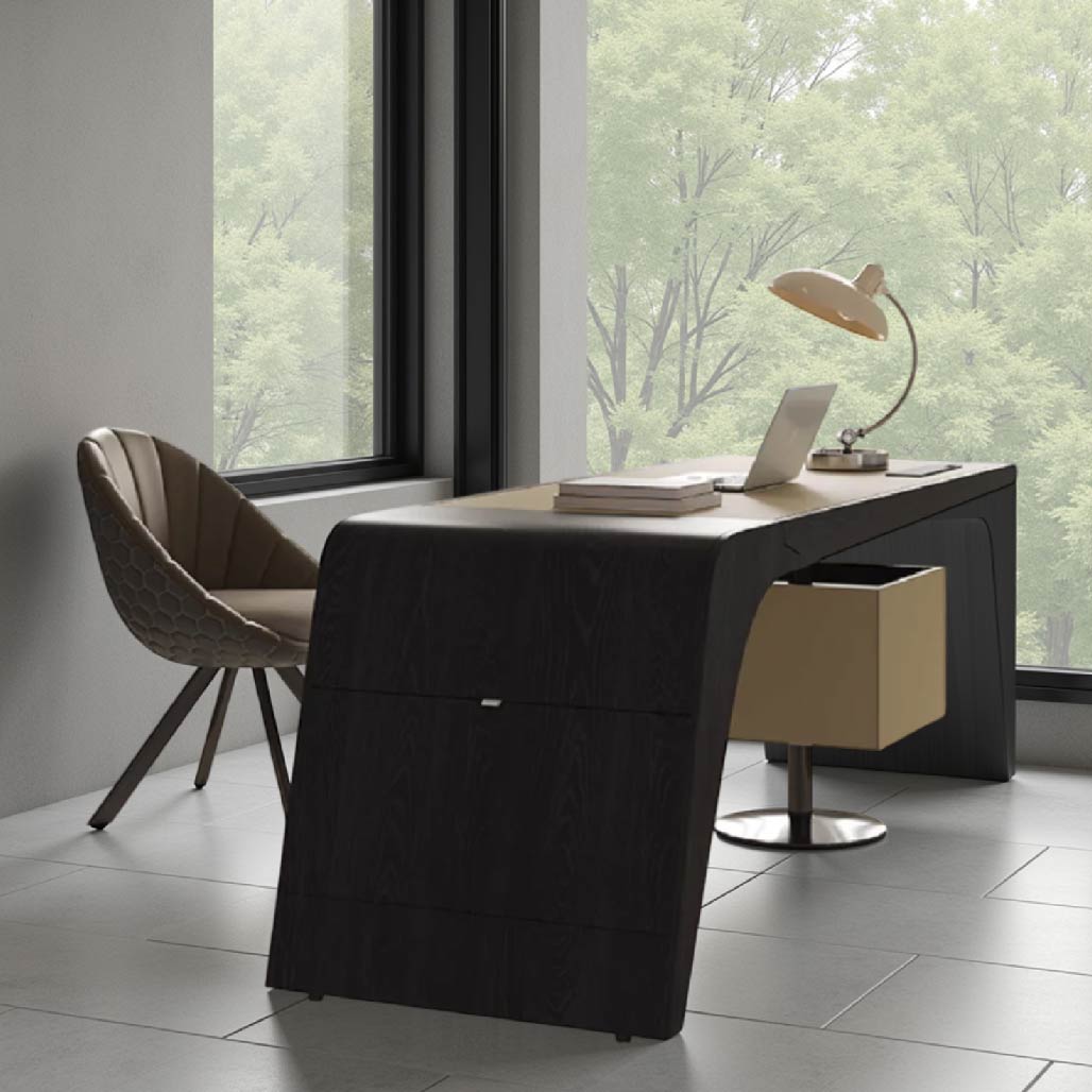 Solid Wood Saddle Leather Desk