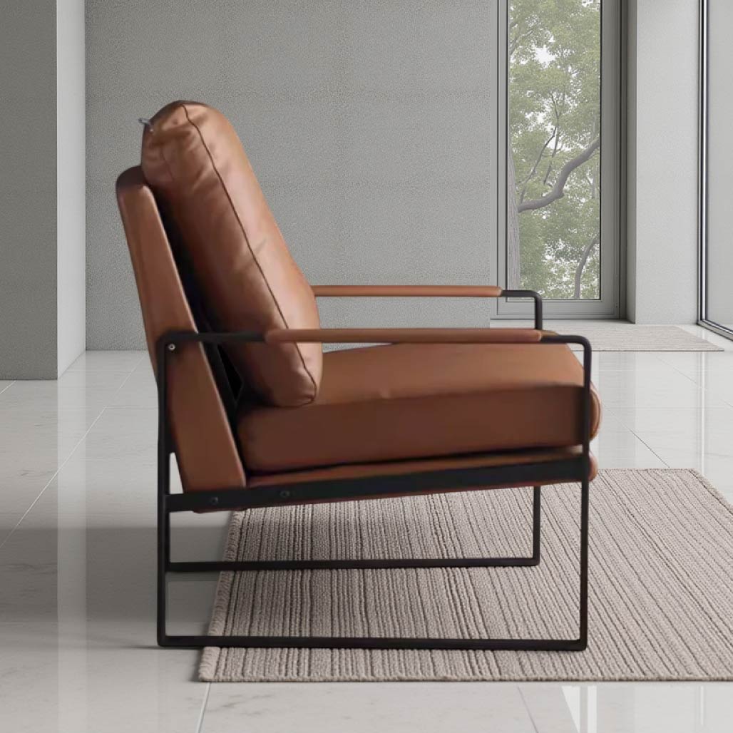 Brown Nordic Steel Armchair