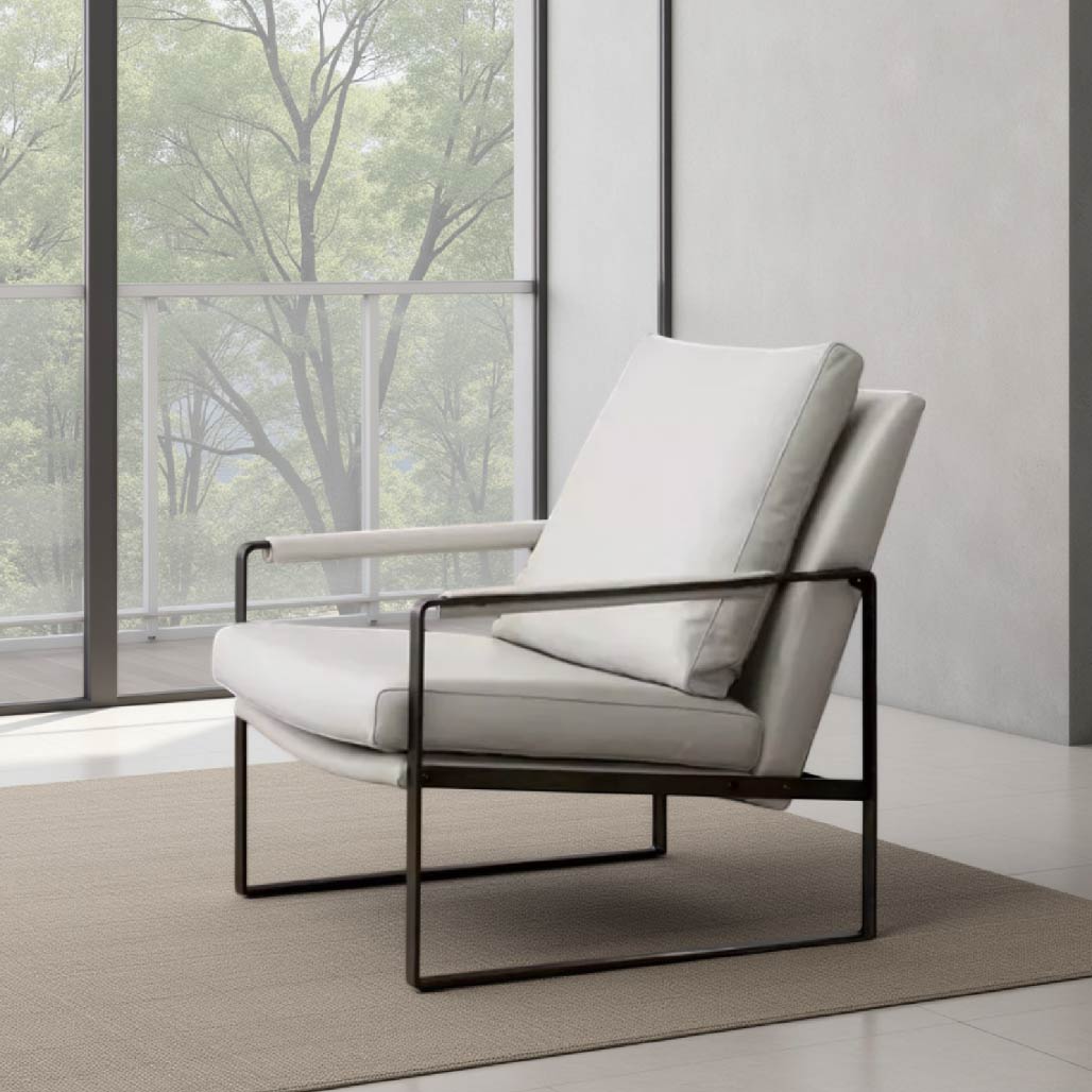 Beige Nordic Steel Armchair