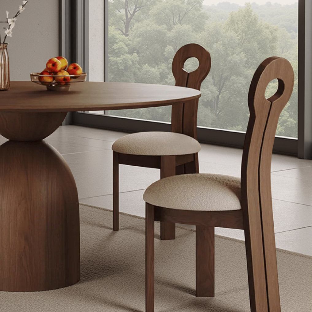 Hilda Retro Walnut Solid Wood Round Dining Table Set