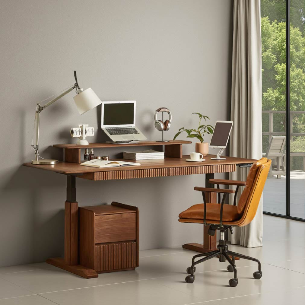 Black Walnut Solid Wood Electric Standing Desk