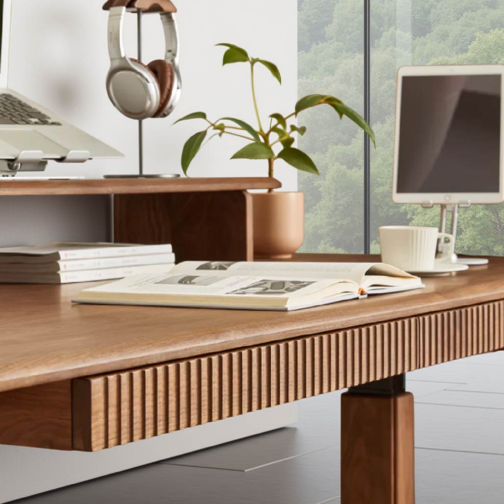 Black Walnut Solid Wood Electric Standing Desk