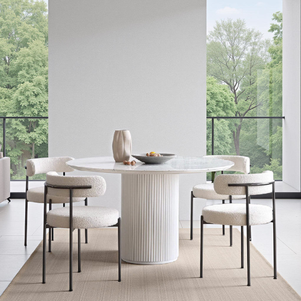 Cream Sintered Stone Dining Table Set