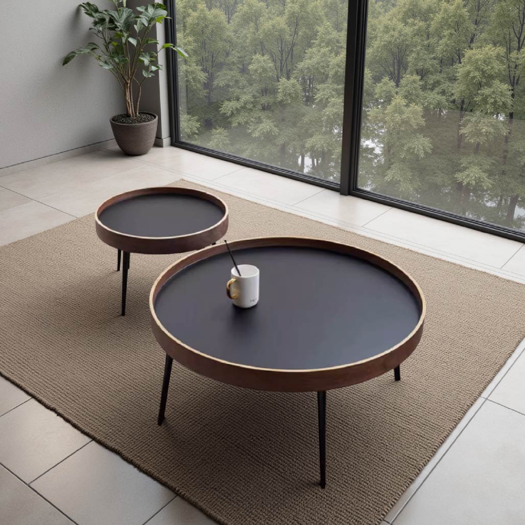 Round Black Walnut Coffee Table