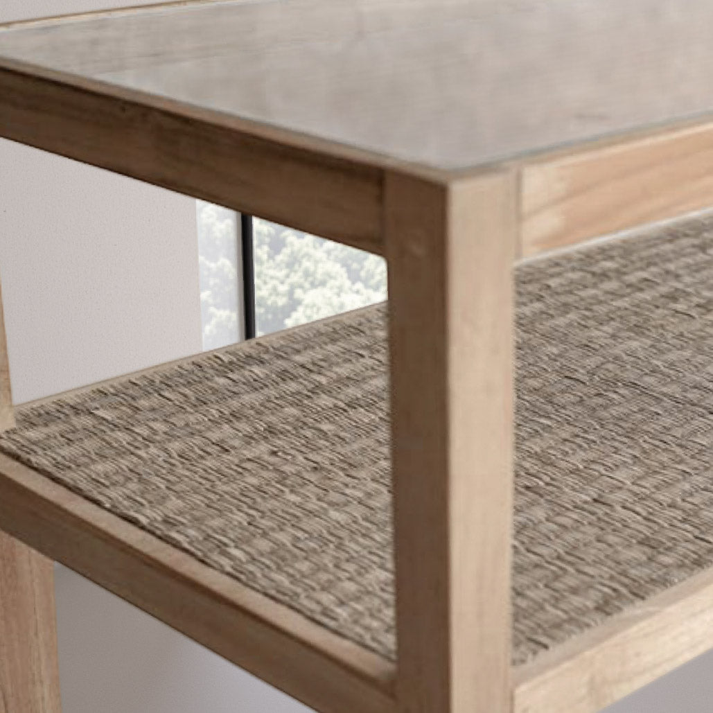 Sungkai Wood Glass Console Table