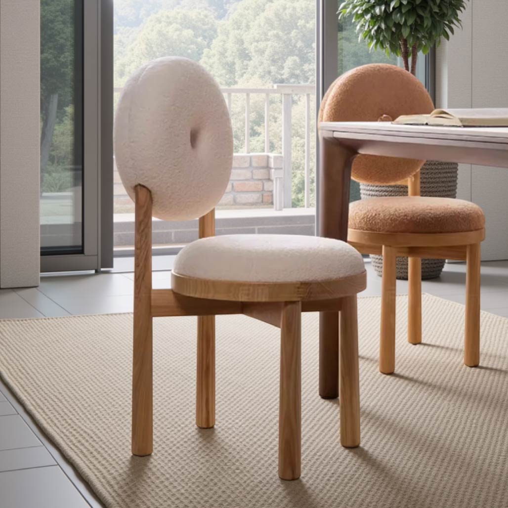 Boucle Donut Solid Wood Dining Chair