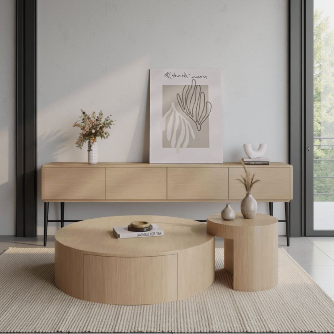Nordic Wabi-Sabi Style Round Coffee Table