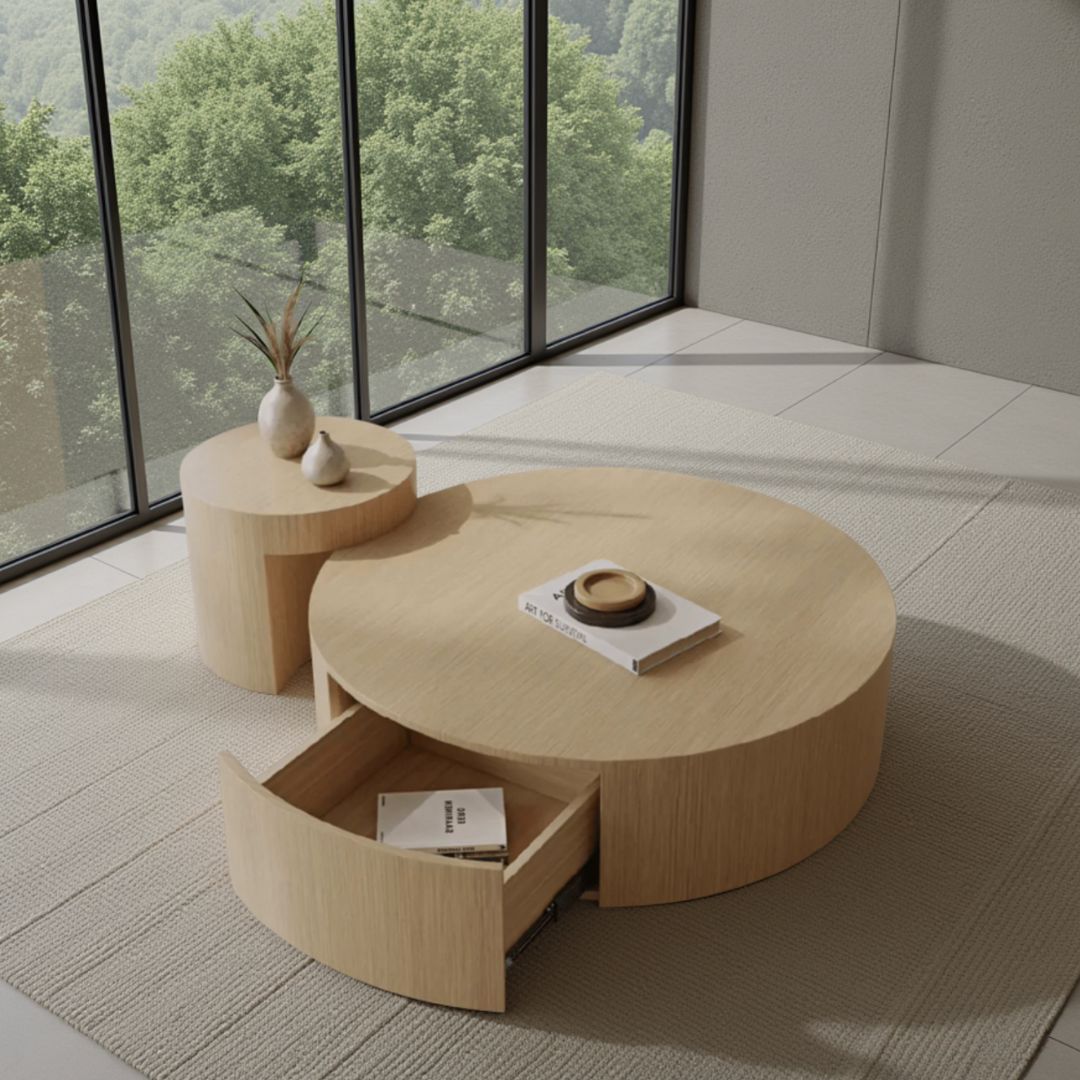 Nordic Wabi-Sabi Style Round Coffee Table