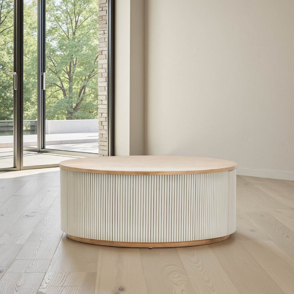 Magnus White Oak Coffee Table with Drawers