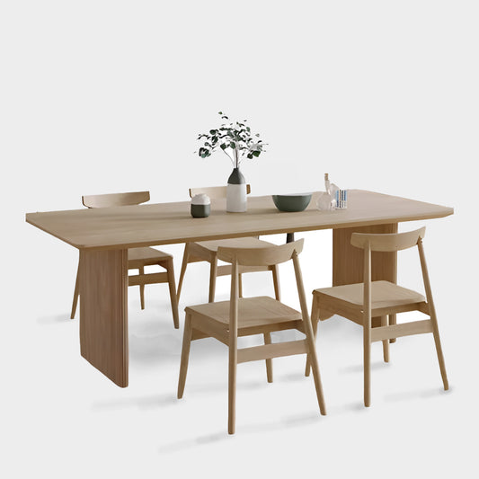 Ash Wood Japanese Wabi-Sabi Style Dining Table Set