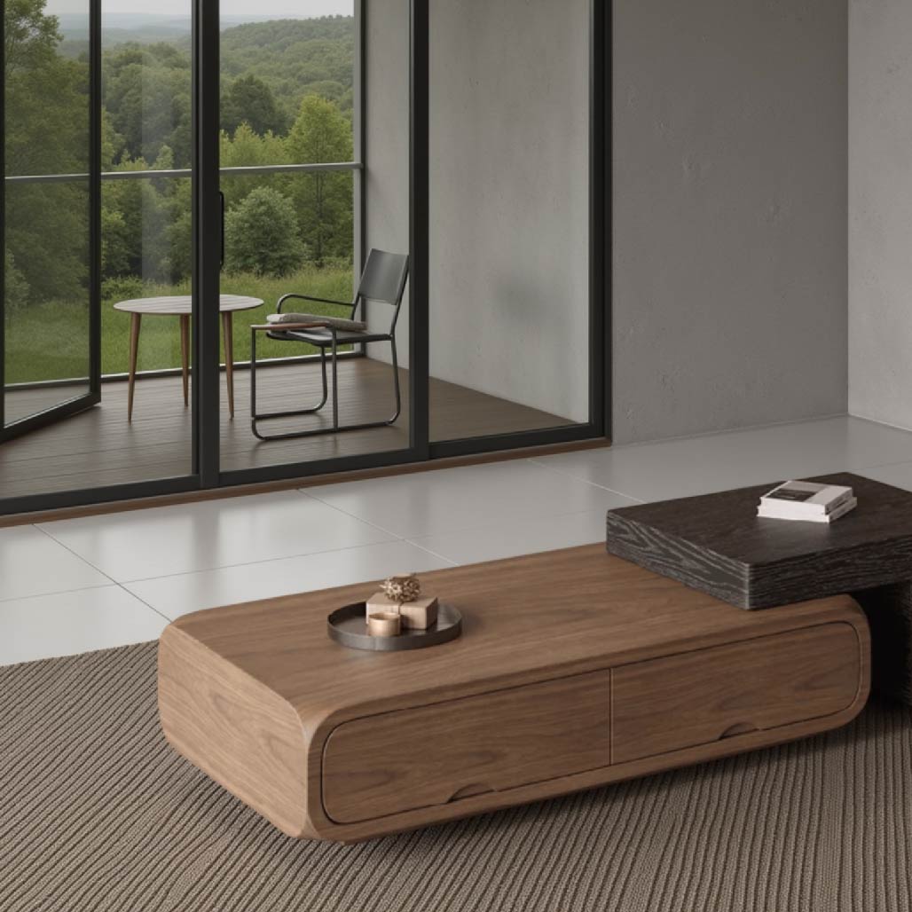 Mid-Century Wooden Coffee Table Set