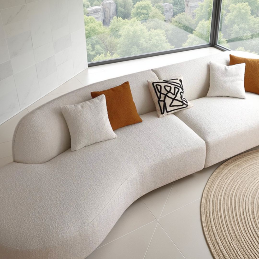 Nordic Curved Boucle Sofa