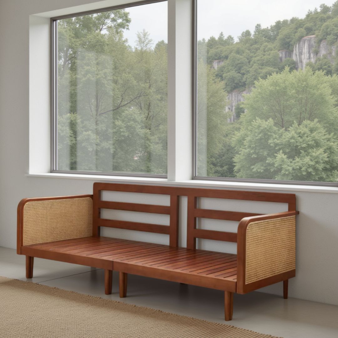 Rattan Retro Folding Sofa Bed