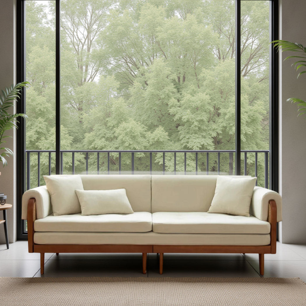 Rattan wooden Folding Sofa Bed