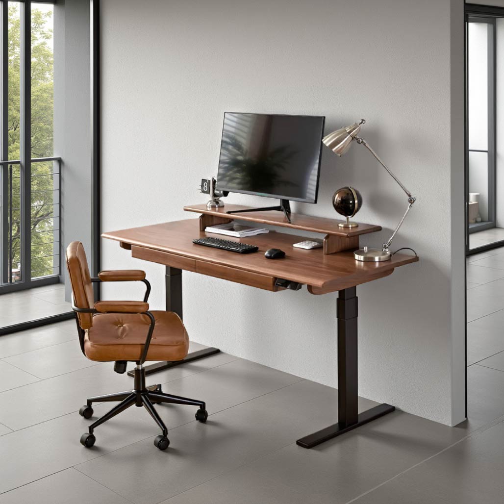 Zander Black Walnut Solid Wood Electric Standing Desk