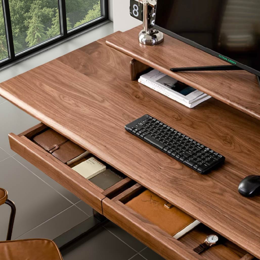 Zander Black Walnut Solid Wood Electric Standing Desk