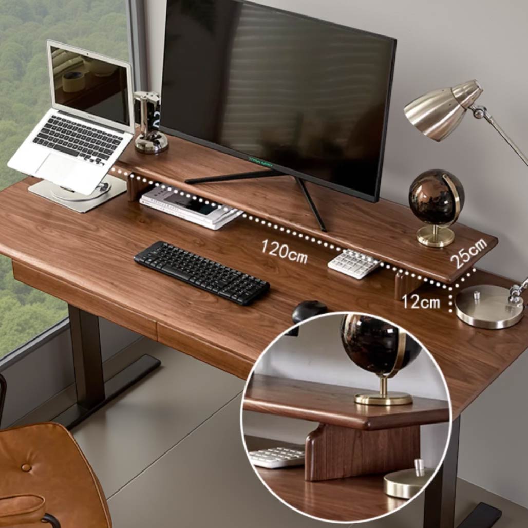 Zander Black Walnut Solid Wood Electric Standing Desk