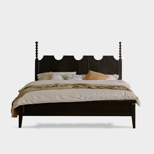 Black French Style Solid Wood Retro Bed