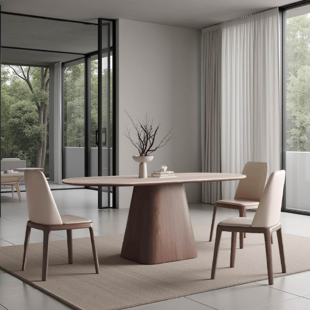 Sintered Stone Ash Dining Table Set