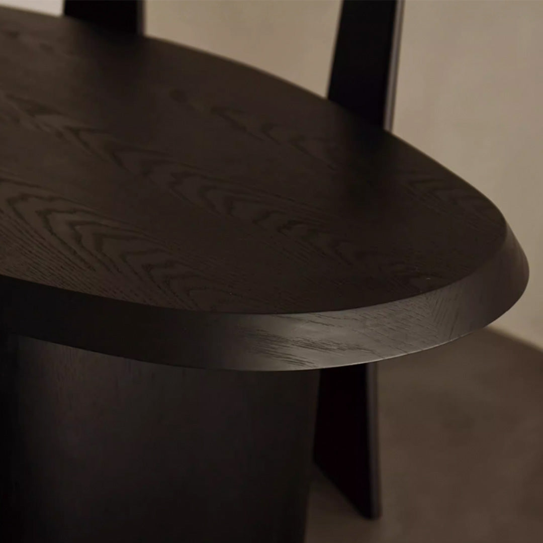 Black Wooden Oval Wabi-Sabi Dining Table