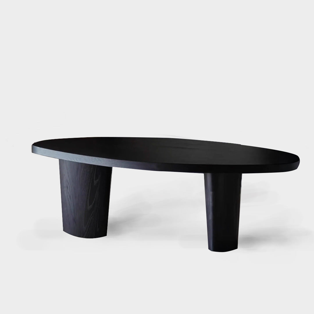 Black Wooden Oval Wabi-Sabi Dining Table