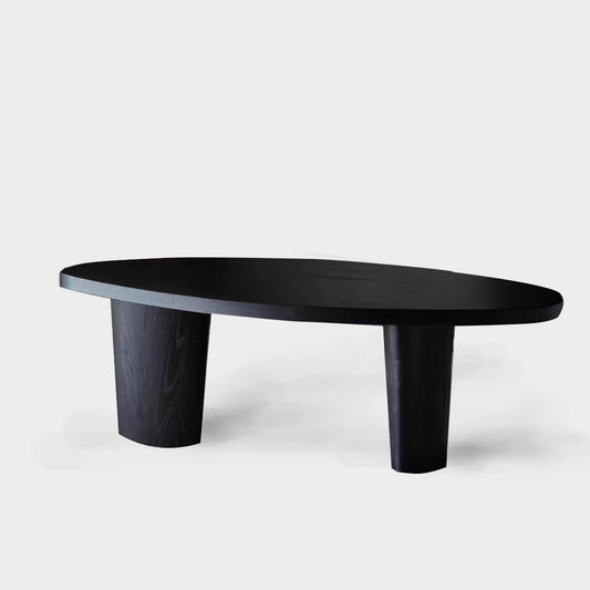 Black Wooden Oval Wabi-Sabi Dining Table