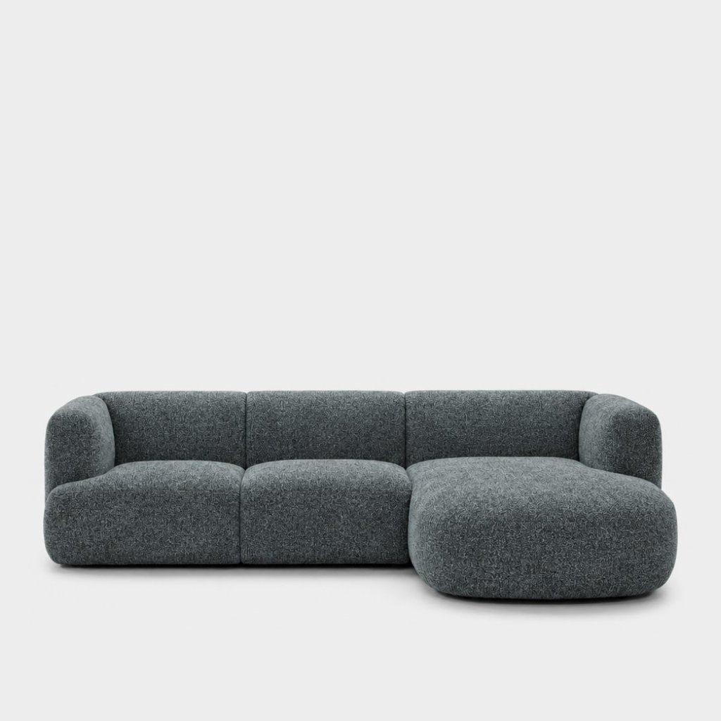 Petra L-shape modular sofa with chaise in 2738 Sea 7F63, teal grey chenille