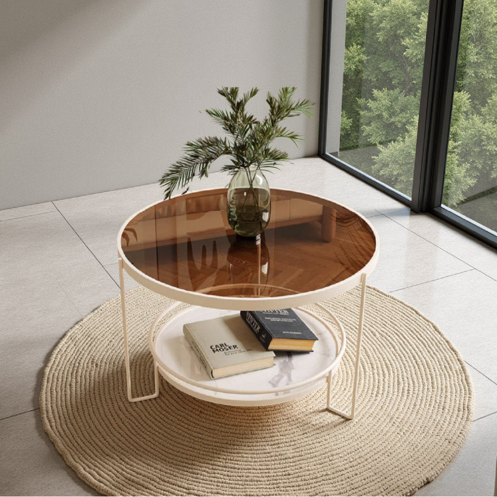 Glass Coffee Table White frame