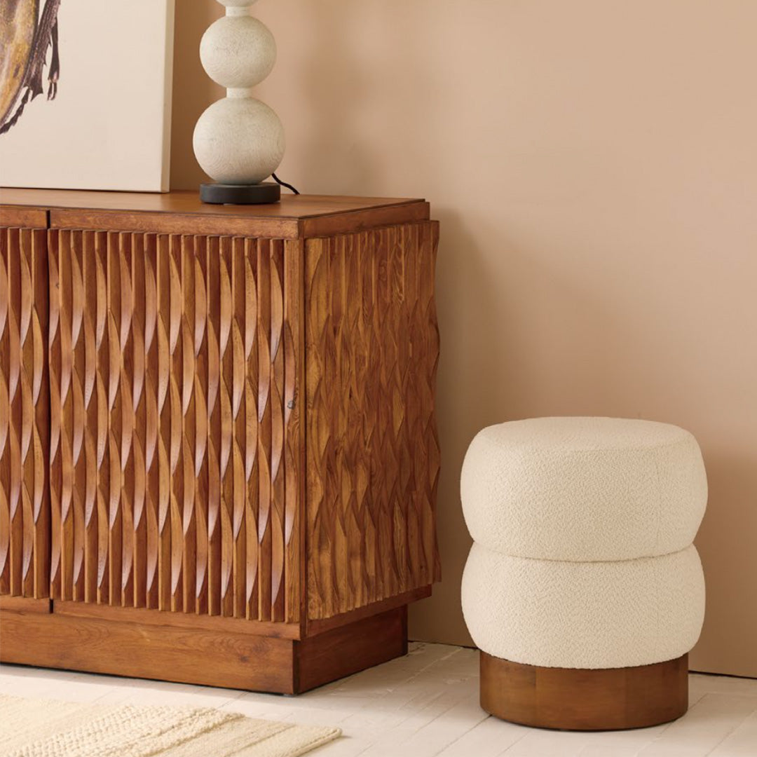 Milo Stacked Boucle Accent Stool