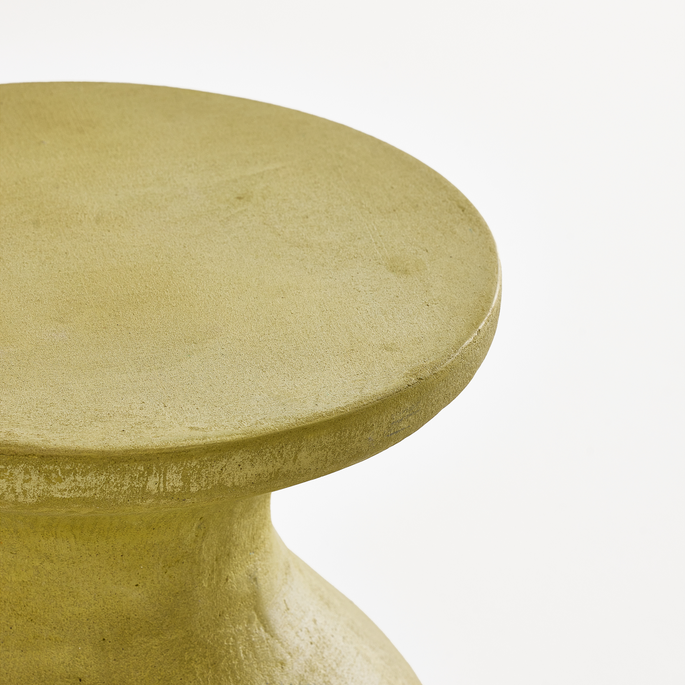 Light Green Sculptural Pedestal End Table