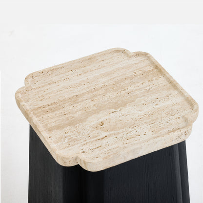 Nara Travertine Black End Table