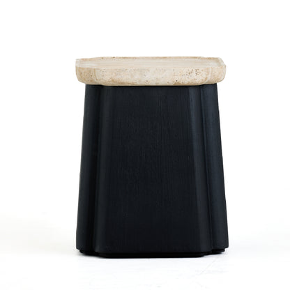 Nara Travertine Black End Table