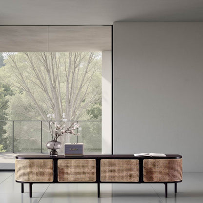 Ash Wood Rattan TV Stand