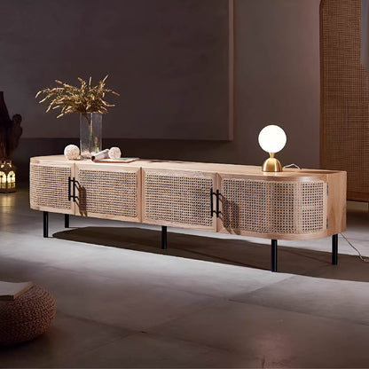 Ash Wood Rattan TV Console