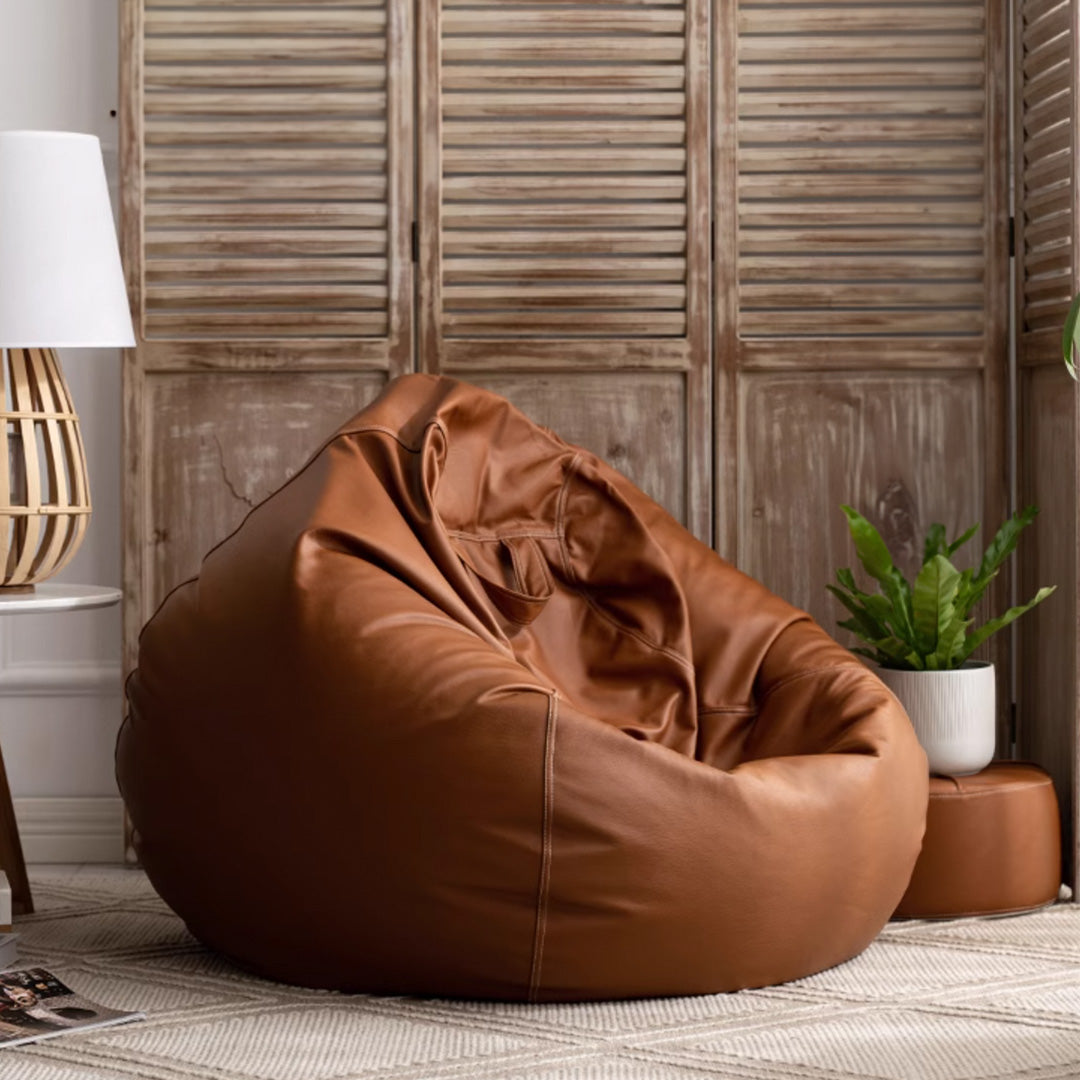 Brown Leathaire Bean Bag