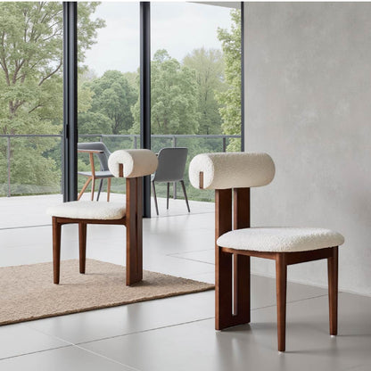 Alva Vintage Boucle Solid Wood Dining Chair