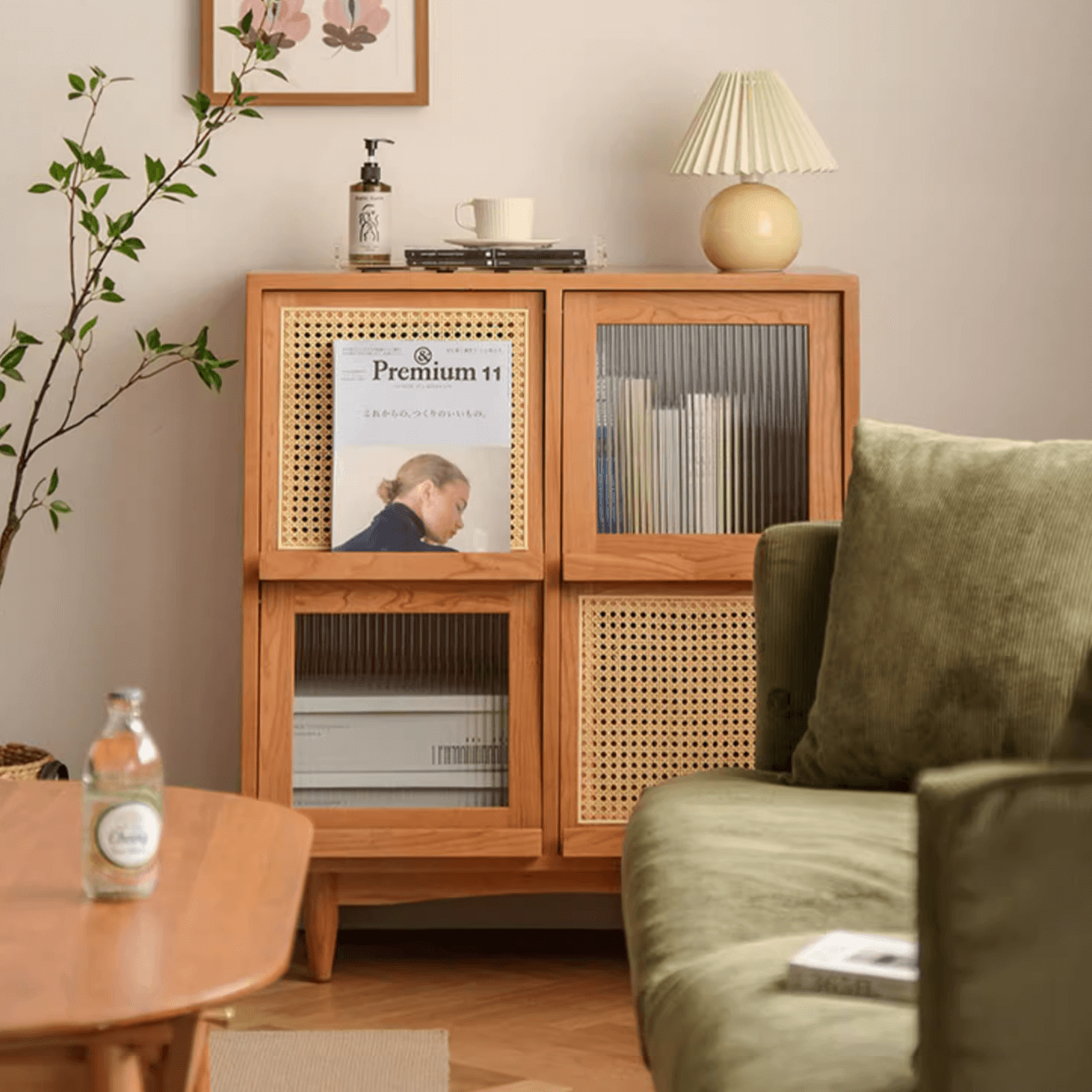 Solid Wood Magazine Cabinet