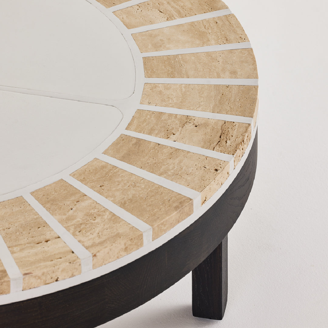 Cement Travertine Split-Stone Coffee Table