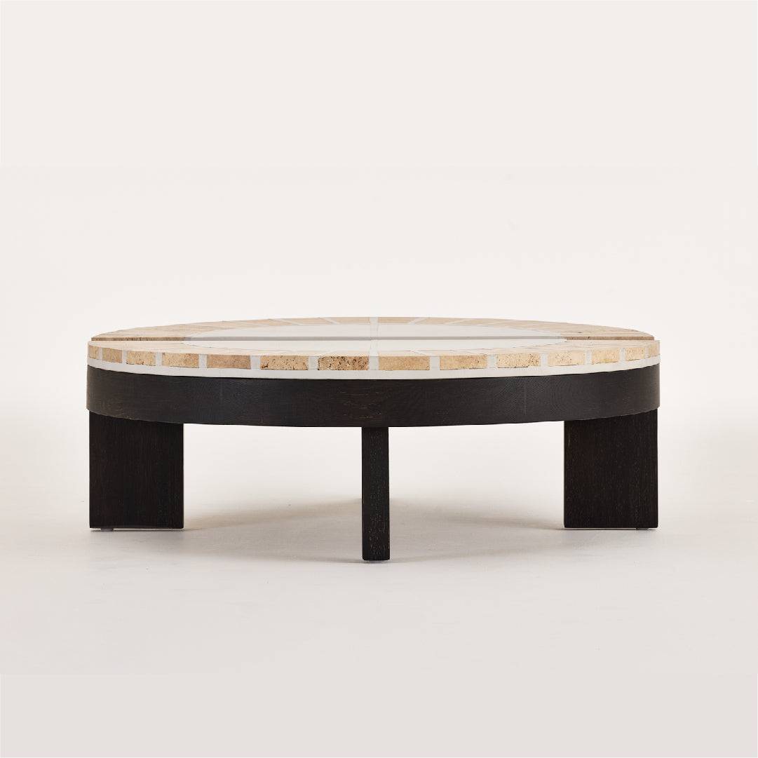 Cement Travertine Split-Stone Coffee Table