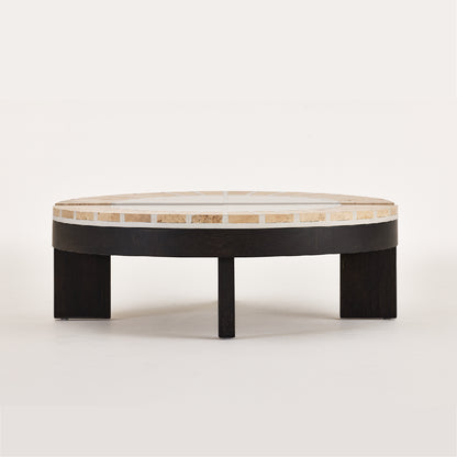 Cement Travertine Split-Stone Coffee Table