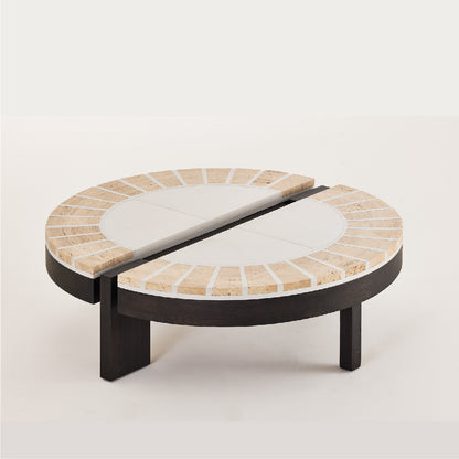 Cement Travertine Split-Stone Coffee Table