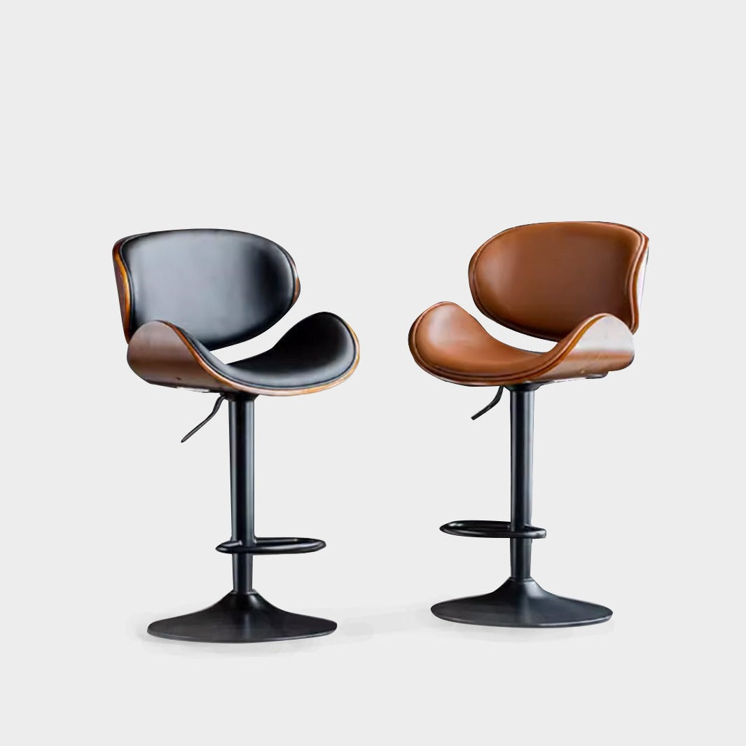 Leather Adjustable Swivel Bar Stool