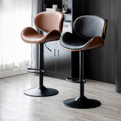 Leather Adjustable Swivel Bar Stool