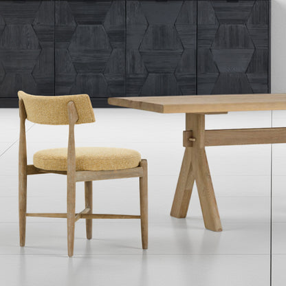 Yellow Fabric Oak Dining Chair